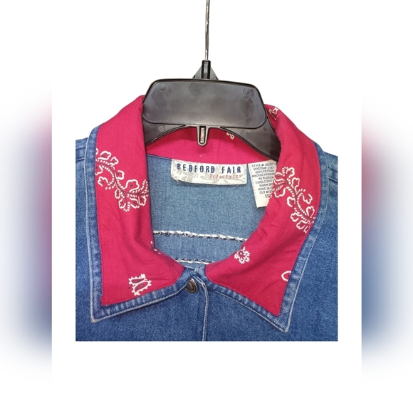 Denim Jacket with Red Bandana Trim - Picture 3 of 6